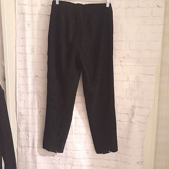 J.Crew Black Lace Skinny Leg Pants,Lined Pockets Elastic Waist sz 2 True to size - Picture 3 of 6